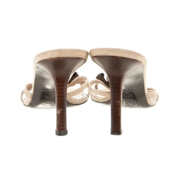 Chanel Slides Suede  Sandals with Flower decoration sz 37.5EU - Picture 4 of 5